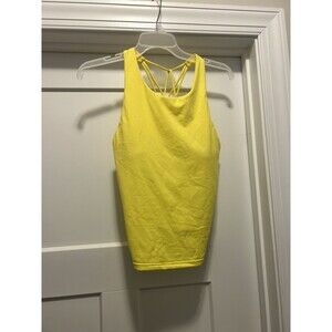 Fabletics Athletic Tank Top Women's Size Large Yellow High Neck Active Shelf Bra